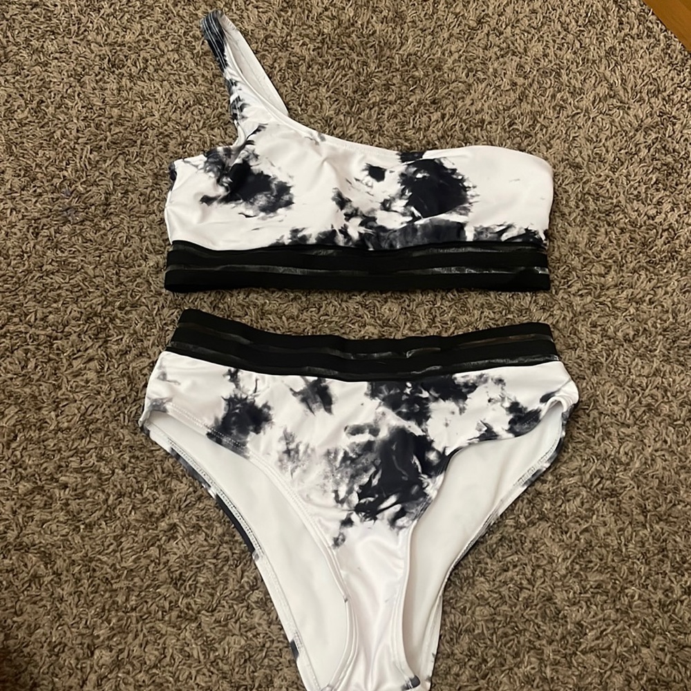 Black and White Tie Dye Bikini